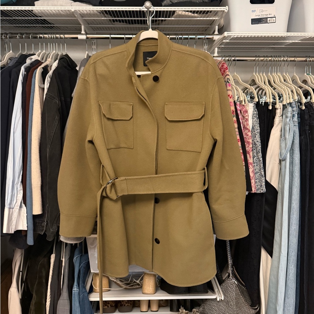 Theory Belted Wool-Cashmere Cargo Coat